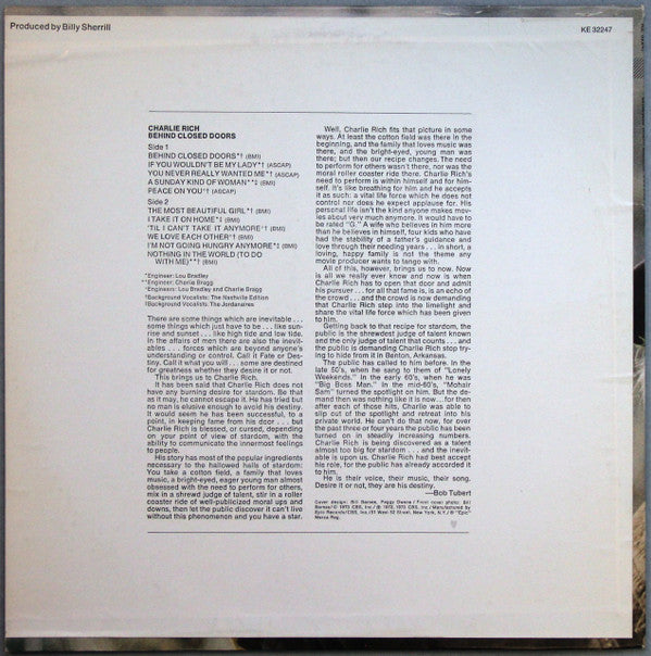 Charlie Rich - Behind Closed Doors (LP) (VG+) - Endless Media