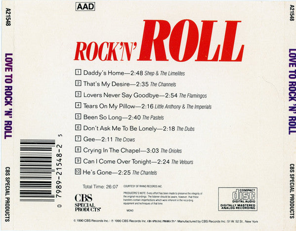 Various - Love To Rock 'N' Roll (CD) (VG) - Endless Media