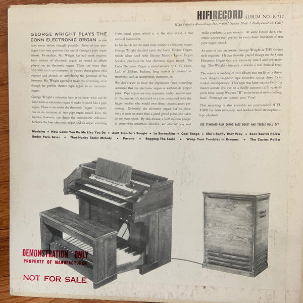 George Wright - George Wright Plays The Conn Electronic Organ (LP) (NM or M-) - Endless Media