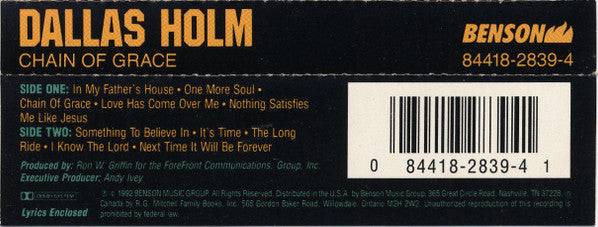 Dallas Holm - Chain Of Grace (Cassette) (VG+) - Endless Media