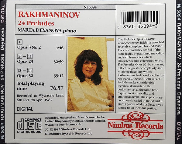 Sergei Vasilyevich Rachmaninoff - Marta Deyanova - 24 Preludes (CD) (VG) - Endless Media
