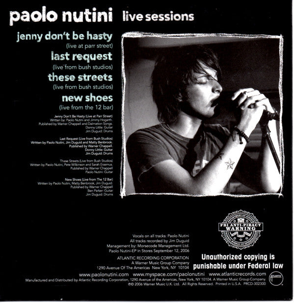 Paolo Nutini - Live Sessions (CD) (VG) - Endless Media