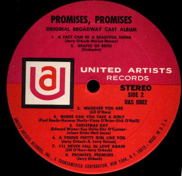 Burt Bacharach , Lyrics By Hal David / Starring Jerry Orbach, Jill O'Hara, Edward Winter , Presented By David Merrick - Promises, Promises (Original Broadway Cast Album) (LP) (G+) - Endless Media