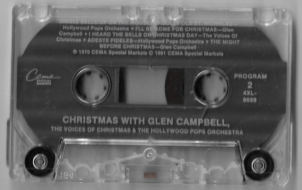 Glen Campbell And Hollywood Pops Orchestra With The Voices Of Christmas - Christmas With Glen Campbell (Cassette) (VG+) - Endless Media