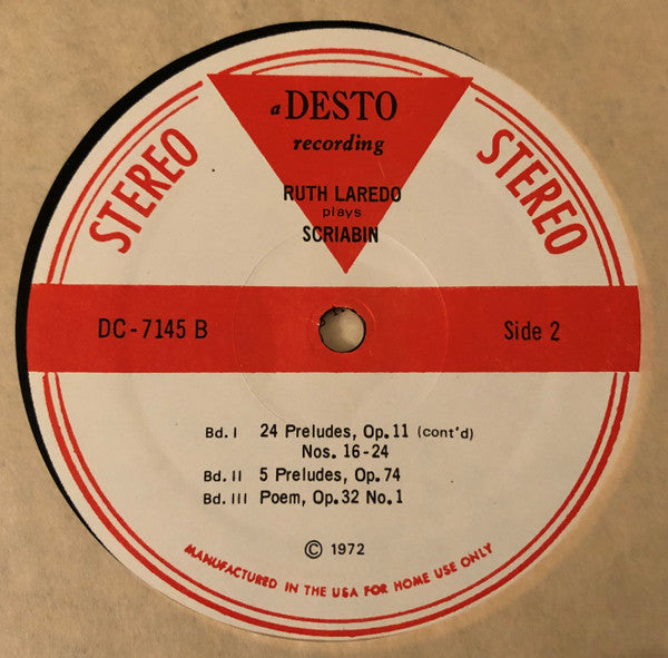 Ruth Laredo - Alexander Scriabine - 24 Preludes, Op. 11 / 5 Preludes, Op. 74 / Poem, Op. 32, No. 1 (LP) (VG+) - Endless Media