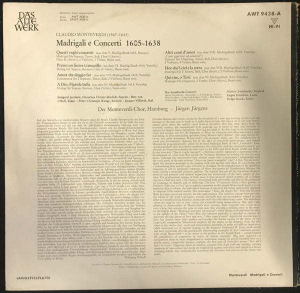 Claudio Monteverdi - Madrigali E Concerti (1605 - 1638) (LP) (VG) - Endless Media
