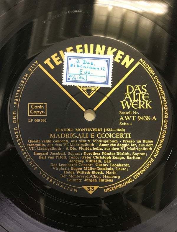 Claudio Monteverdi - Madrigali E Concerti (1605 - 1638) (LP) (VG) - Endless Media