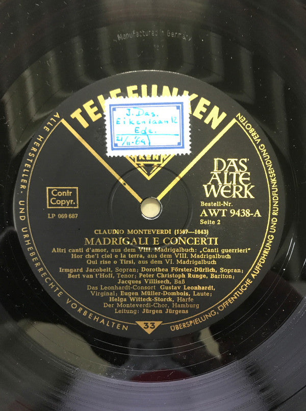 Claudio Monteverdi - Madrigali E Concerti (1605 - 1638) (LP) (VG) - Endless Media