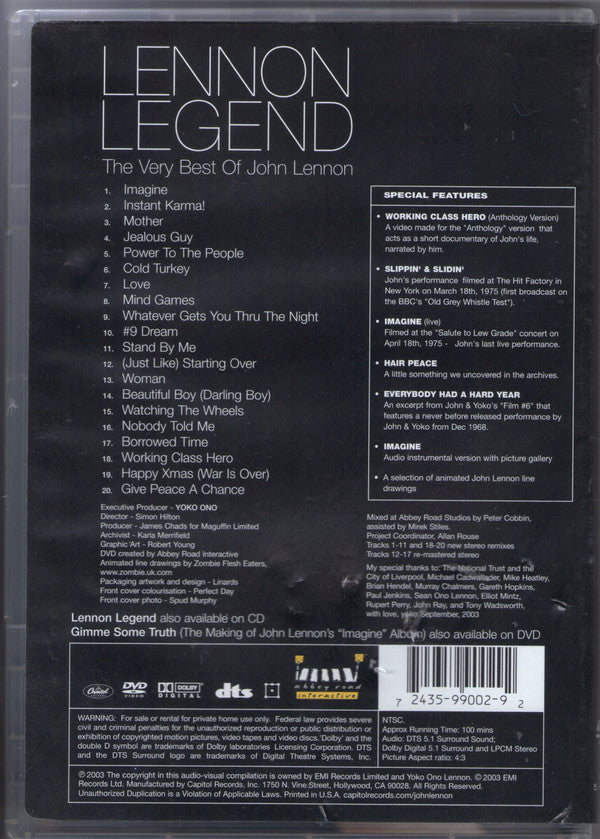 John Lennon - Lennon Legend - The Very Best Of John Lennon (DVD) (VG+) - Endless Media