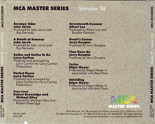 Various - MCA Master Series: Sampler '86 (CD) (G+) - Endless Media