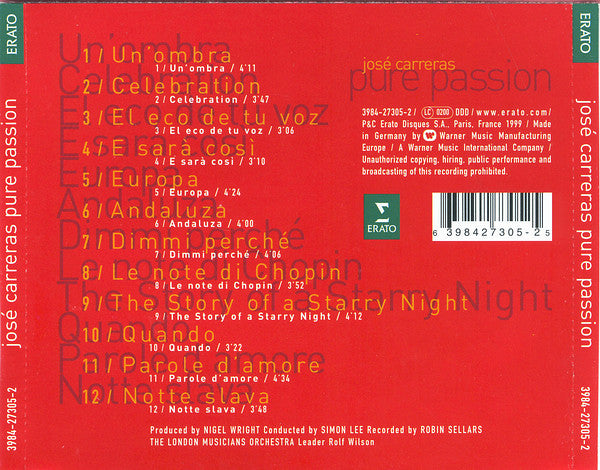 José Carreras : Pure Passion (CD, Album)