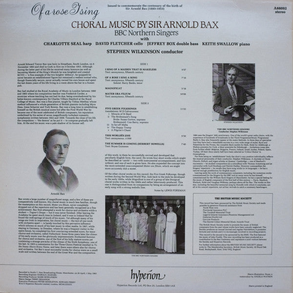 Arnold Bax - BBC Northern Singers, Stephen Wilkinson - Of A Rose I Sing (Choral Music By Sir Arnold Bax) (LP) (VG+) - Endless Media