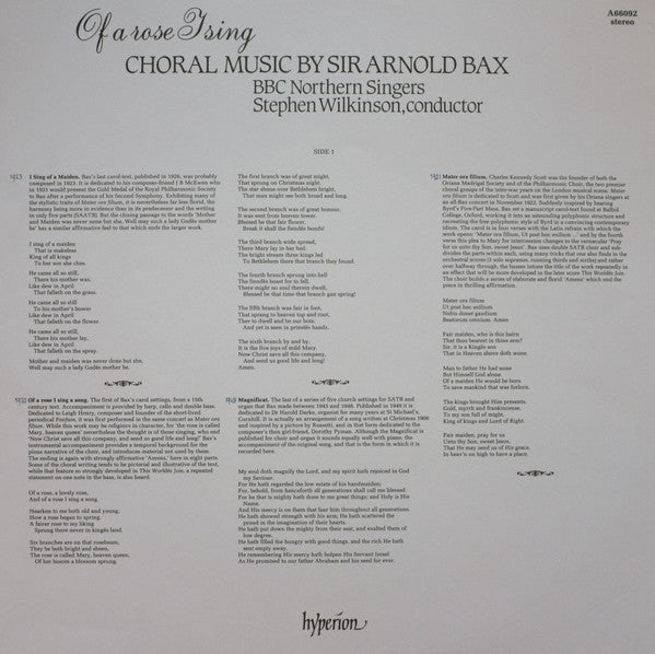 Arnold Bax - BBC Northern Singers, Stephen Wilkinson - Of A Rose I Sing (Choral Music By Sir Arnold Bax) (LP) (VG+) - Endless Media