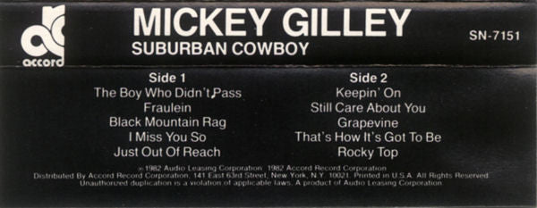 Mickey Gilley - Suburban Cowboy (Cassette) (VG+) - Endless Media