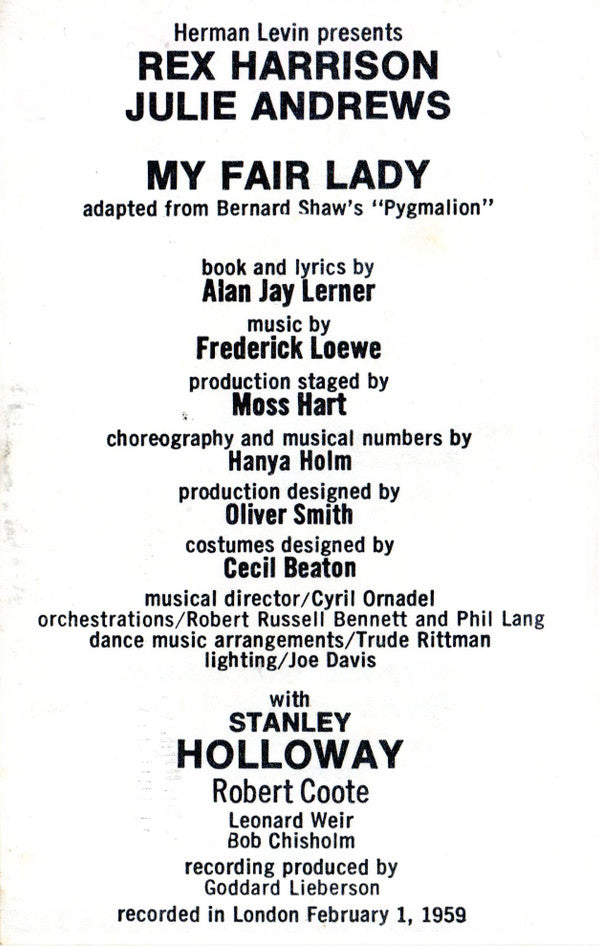 Rex Harrison, Julie Andrews, "My Fair Lady" Original London Cast - My Fair Lady (Cassette) (M) - Endless Media