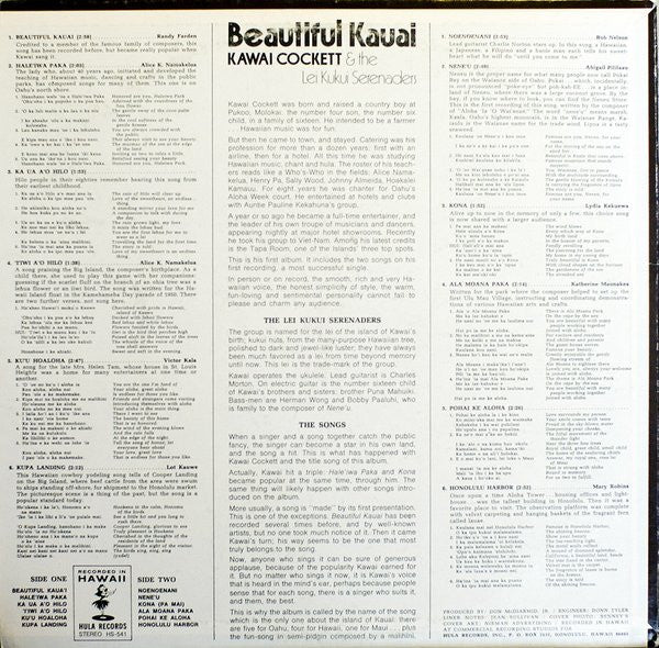 Kawai Cockett & The Lei Kukui Serenaders - Beautiful Kauai (LP) (G+) - Endless Media