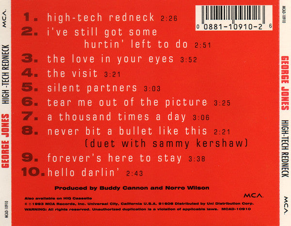 George Jones - High-Tech Redneck (CD) (VG) - Endless Media