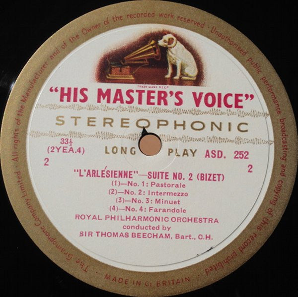 Georges Bizet, Sir Thomas Beecham, Royal Philharmonic Orchestra - "L'Arlesienne" Suites 1 & 2 (LP) (VG) - Endless Media