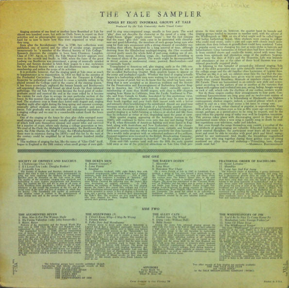 Various - The Yale Sampler Of Undergraduate Singing (LP) (VG) - Endless Media