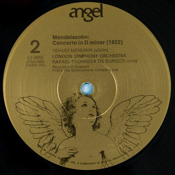 Felix Mendelssohn-Bartholdy, Yehudi Menuhin, Rafael Frühbeck De Burgos, London Symphony Orchestra - Concerto In E Minor, Op.64 / Concerto In D Minor (1822) (LP) (VG+) - Endless Media