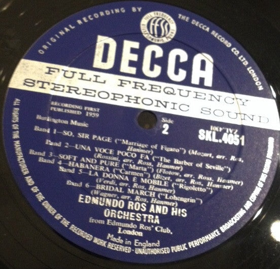 Edmundo Ros & His Orchestra - Ros At The Opera (LP) (G+) - Endless Media