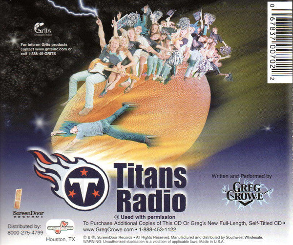 Greg Crowe - We're Fired Up! (Official Anthem Of Titans Radio) (CD) (M) - Endless Media