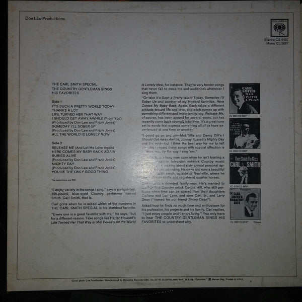 Carl Smith  - The Carl Smith Special (The Country Gentleman Sings His Favorites) (LP) (G) - Endless Media