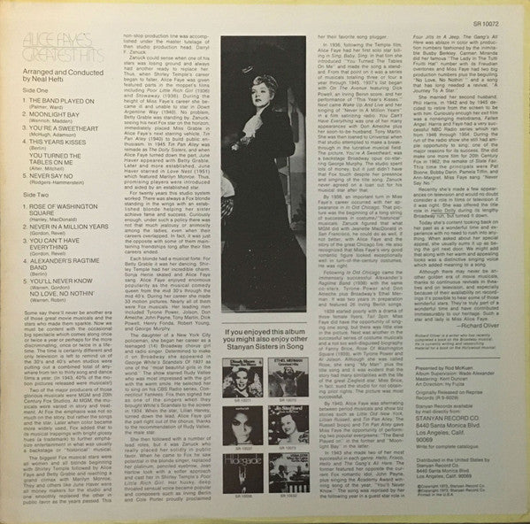 Alice Faye - Alice Faye's Greatest  Hits (LP) (VG+) - Endless Media