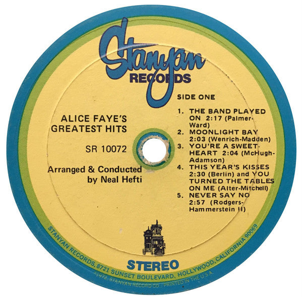 Alice Faye - Alice Faye's Greatest  Hits (LP) (VG+) - Endless Media