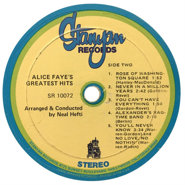 Alice Faye - Alice Faye's Greatest  Hits (LP) (VG+) - Endless Media