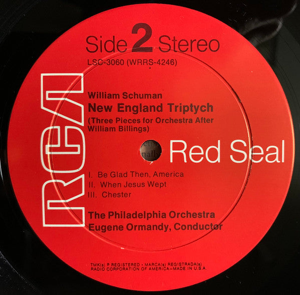 The Philadelphia Orchestra, Eugene Ormandy, Charles Ives / William Schuman - Symphony No. 3 / New England Triptych (LP) (VG+) - Endless Media