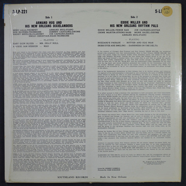 Armand Hug, Eddie Miller  - Armand Hug and His New Orleans Dixielanders / Eddie Miller and His New Orleans Rhythm Pals (LP) (VG+) - Endless Media