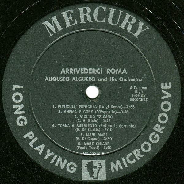 Augusto Algueró Y Su Orquesta - Arrivederci Roma (LP) (VG) - Endless Media