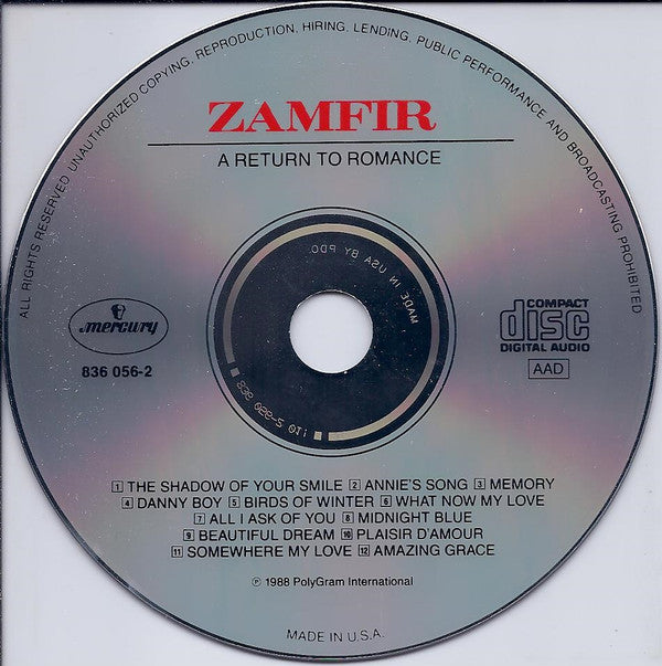 Gheorghe Zamfir - A Return To Romance (CD) (VG+) - Endless Media