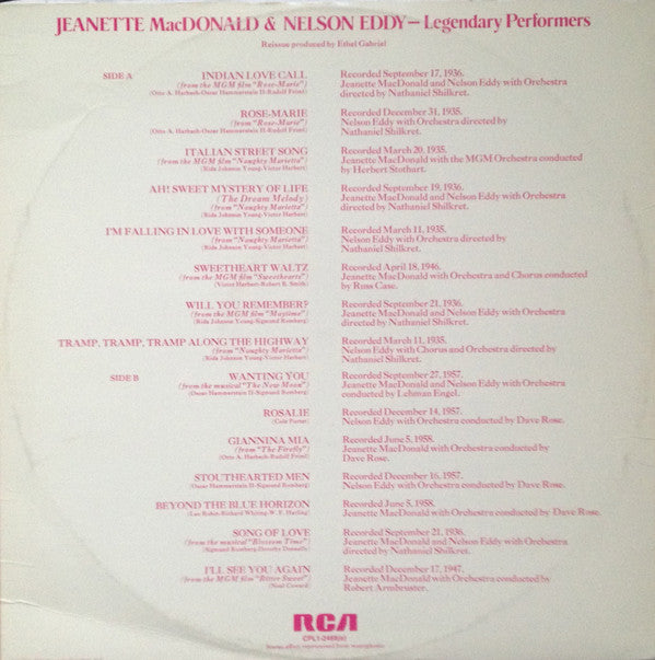 Jeanette MacDonald And Nelson Eddy - Legendary Performers (LP) (VG+) - Endless Media