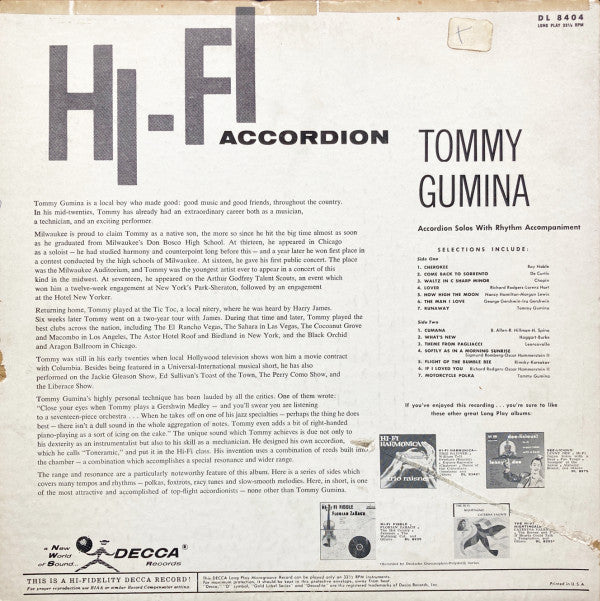 Tommy Gumina - Hi-Fi Accordion... (LP) (G+) - Endless Media