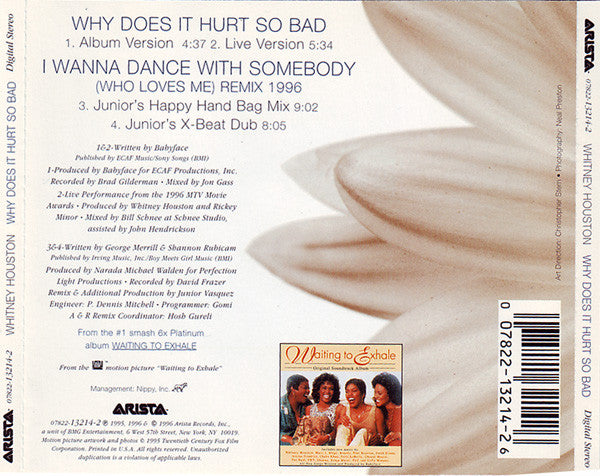 Whitney Houston : Why Does It Hurt So Bad / I Wanna Dance With Somebody (Who Loves Me) (Remix 1996) (CD, Maxi)