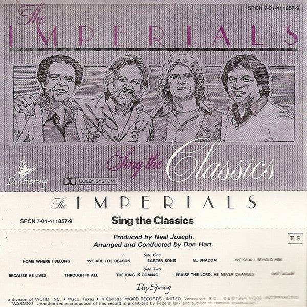 Imperials - Sing The Classics (Cassette) (G+) - Endless Media