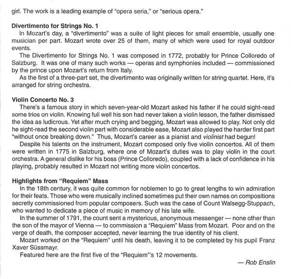 Wolfgang Amadeus Mozart - Classical: Mozart: Overture To "Don Giovanni" · Violin Concerto No. 3 (CD) (M) - Endless Media