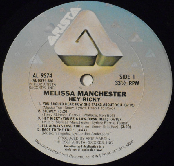 Melissa Manchester - Hey Ricky (LP) (VG+) - Endless Media