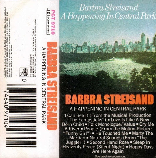 Barbra Streisand - A Happening In Central Park (Cassette) (VG+) - Endless Media