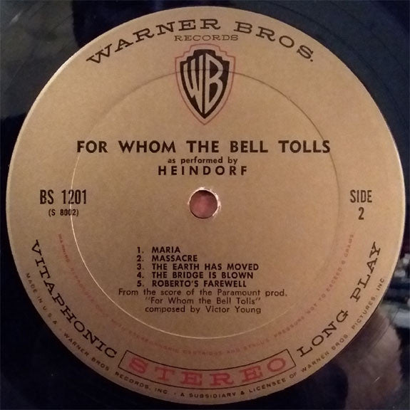 Ray Heindorf - For Whom The Bell Tolls (LP) (VG) - Endless Media