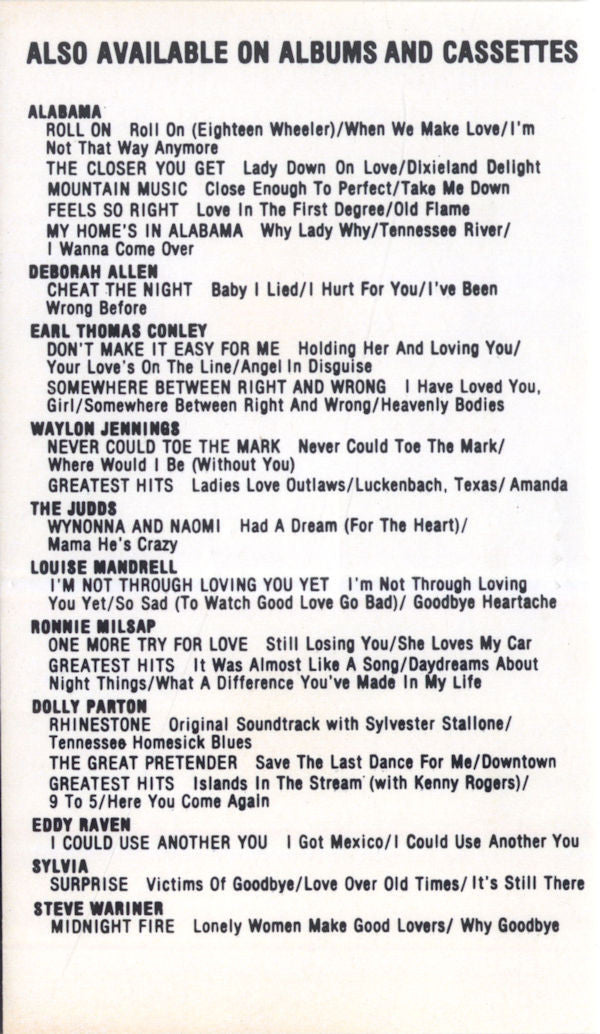 Earl Thomas Conley - Treadin' Water (Cassette) (VG) - Endless Media