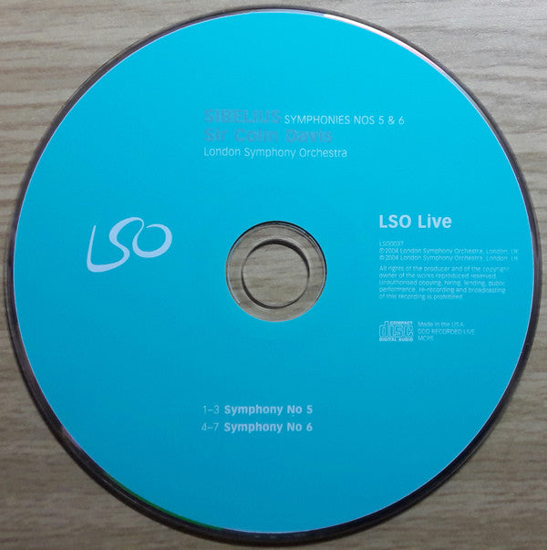 Jean Sibelius, Sir Colin Davis, London Symphony Orchestra - Symphonies Nos 5 & 6 (CD) (VG+) - Endless Media