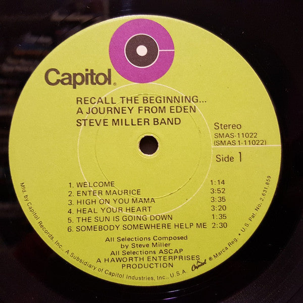 Steve Miller Band : Recall The Beginning...A Journey From Eden (LP, Album, Los)