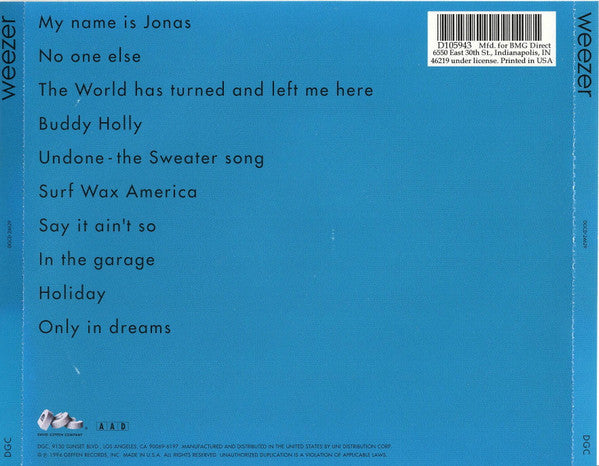Weezer : Weezer (CD, Album, Club, RE)
