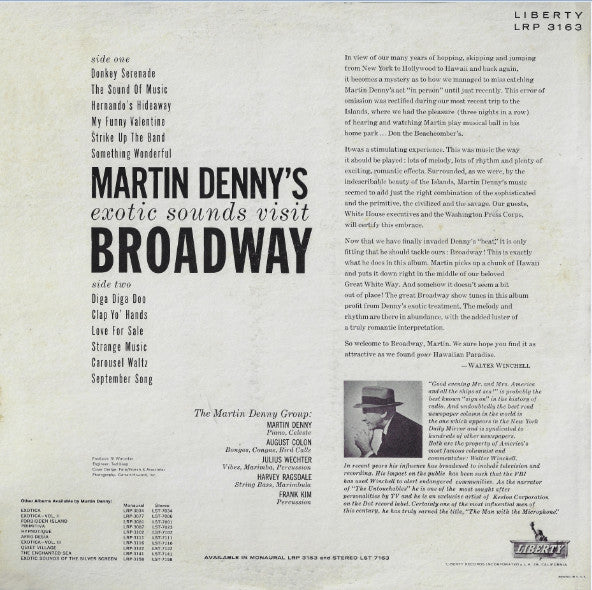 Martin Denny : Exotic Sounds Visit Broadway (LP, Album, Mono)