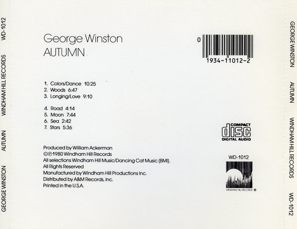 George Winston : Autumn (CD, Album, RE)