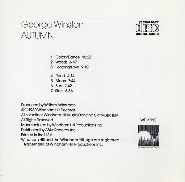 George Winston : Autumn (CD, Album, RE)