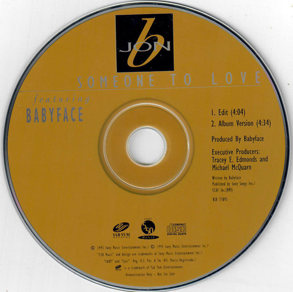 Jon B Featuring Babyface : Someone To Love (CD, Single, Promo)